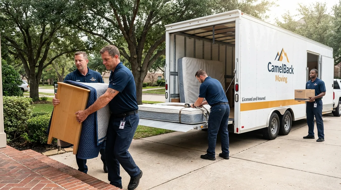 Crew loading residential truck for cross-state move from Thorsby, AL