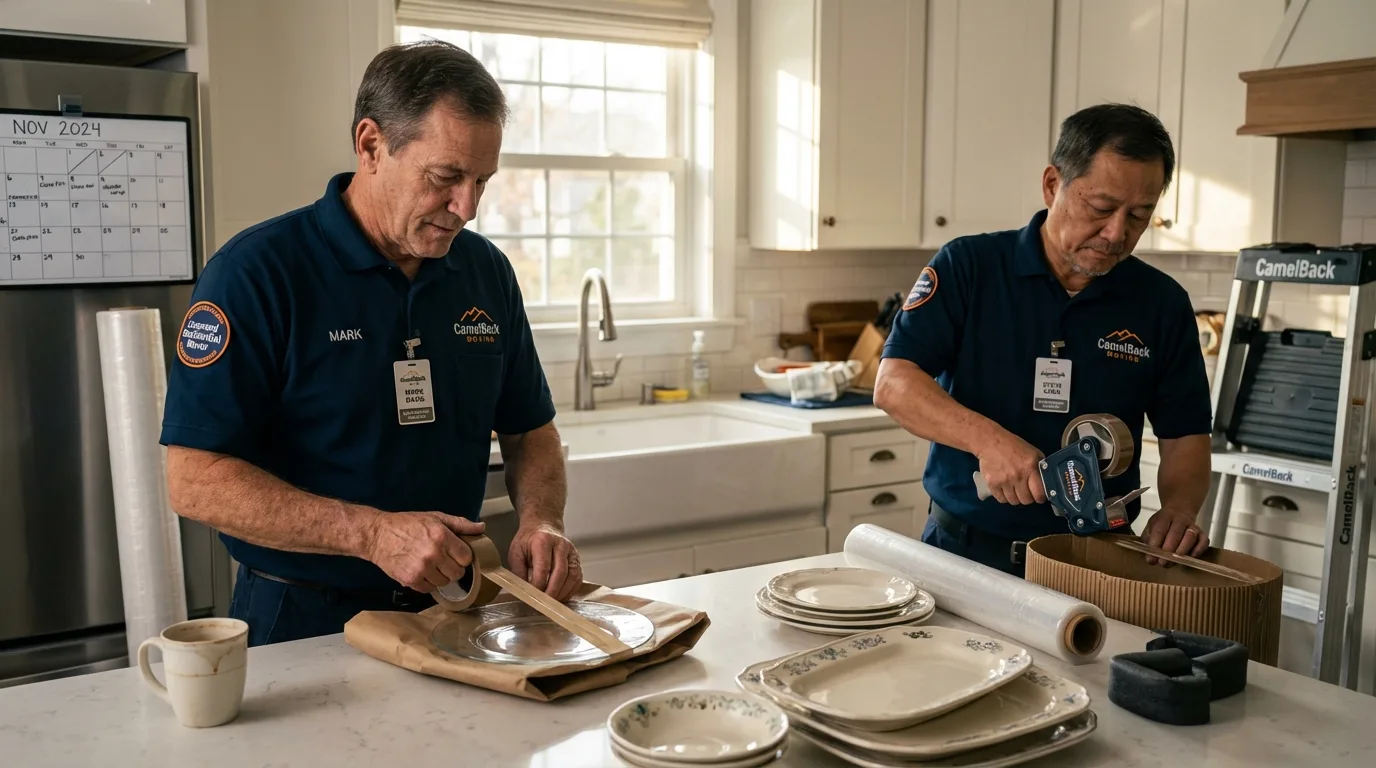 Professional crew packing kitchen dishware in Thorsby, AL